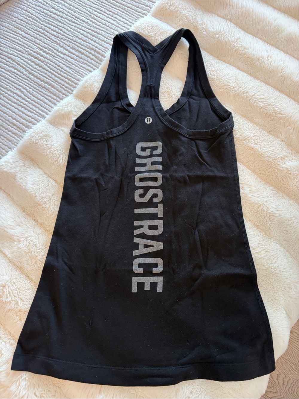 lululemon athletica Black Racerback Tank with 'GHOSTRACE' Graphic 4-6